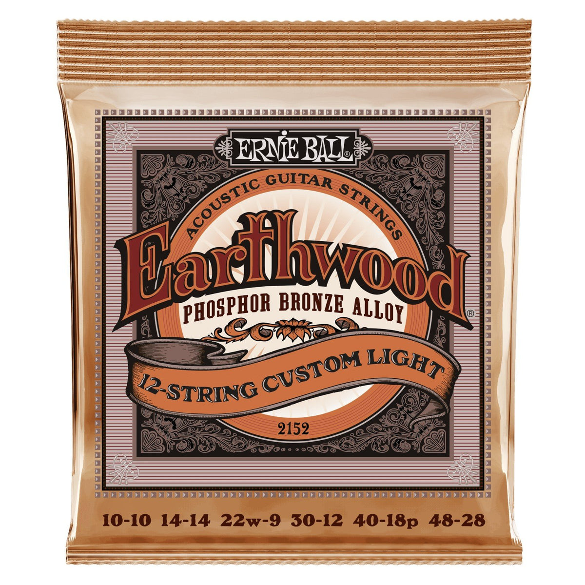 Dây Ernie Ball 2152 Earthwood Phosphor Bronze 10-48 Custom Light – bao bì mặt trước