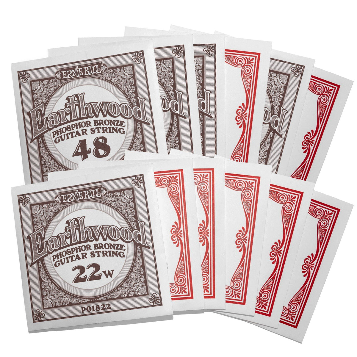 Bộ dây Ernie Ball 2152 Earthwood Phosphor Bronze – từng dây đóng trong phong bì riêng có in cỡ dây
