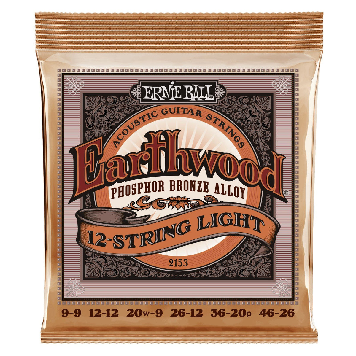 Dây Ernie Ball 2153 Earthwood Phosphor Bronze 9-46 Light – bao bì mặt trước