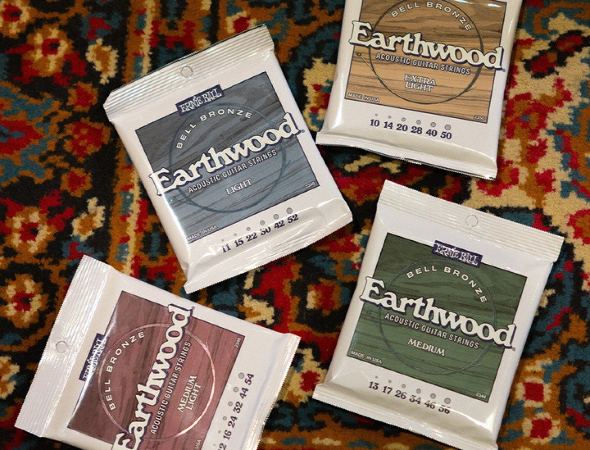 Bao bì 4 cỡ dây Ernie Ball Earthwood Bell Bronze, trong đó có bộ 2344 cỡ 13-56