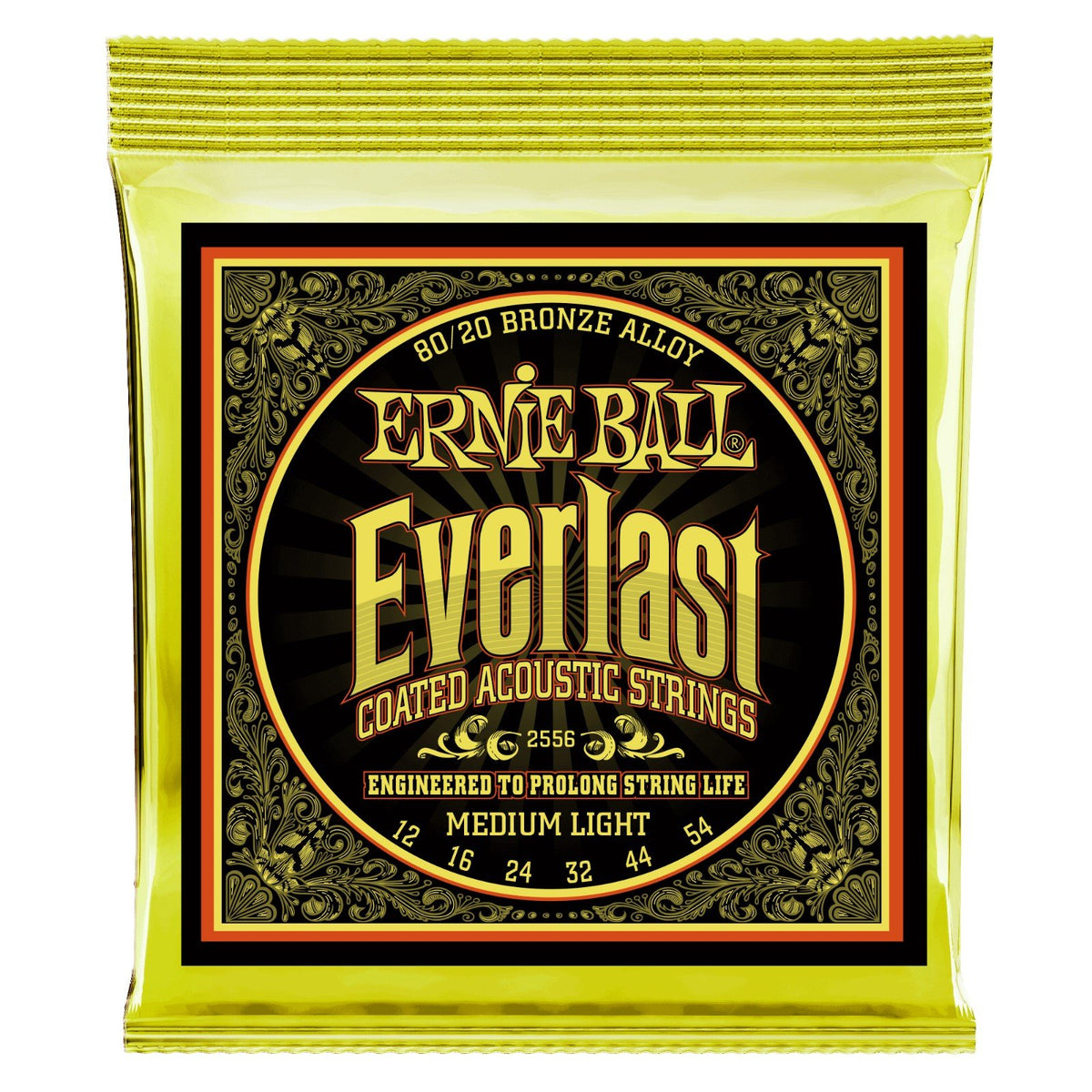 Dây Ernie Ball 2556 Everlast Coated 80/20 Bronze 12-54 Medium Light – bao bì mặt trước