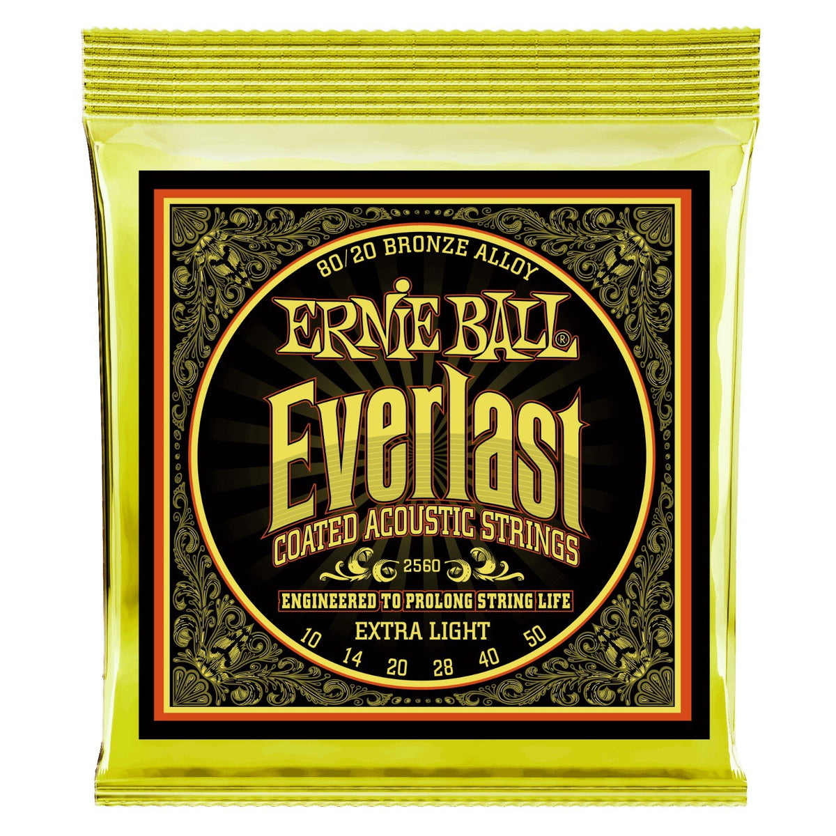 Dây Ernie Ball 2560 Everlast Coated 80/20 Bronze 10-50 Extra Light – bao bì mặt trước