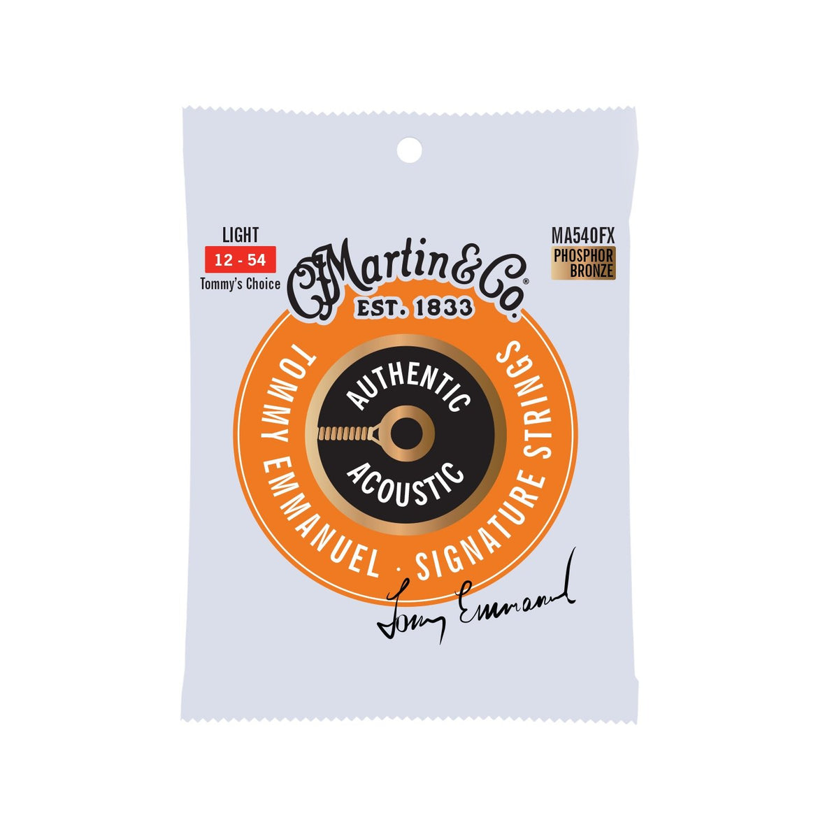 Dây Martin MA540FX Authentic Acoustic Flexible Core 12-54 Light (Tommy's Choice) – bao bì mặt trước