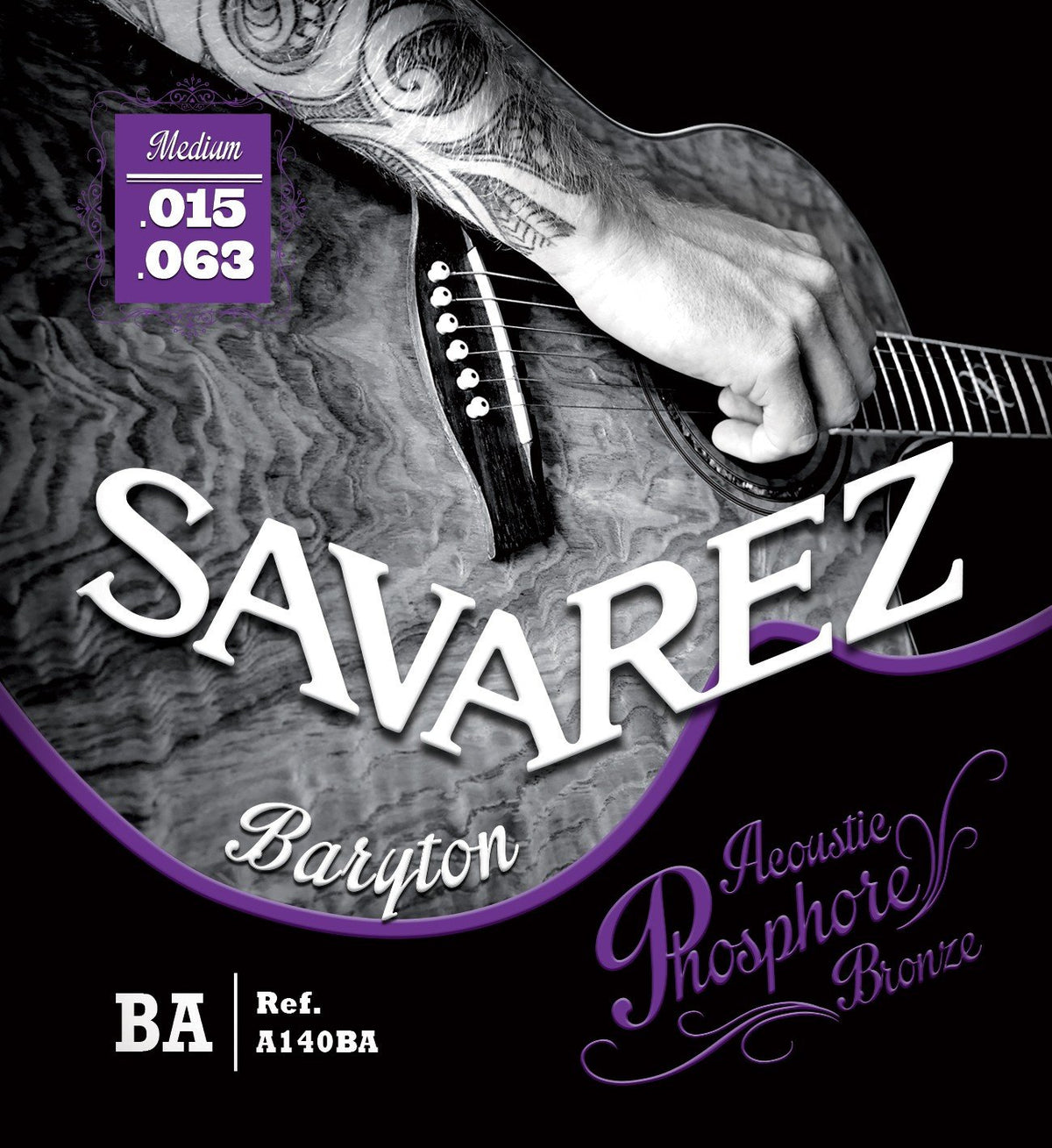 Dây Savarez A140BA Acoustic Phosphore Bronze Baryton 15-63 – bao bì mặt trước (Baryton)