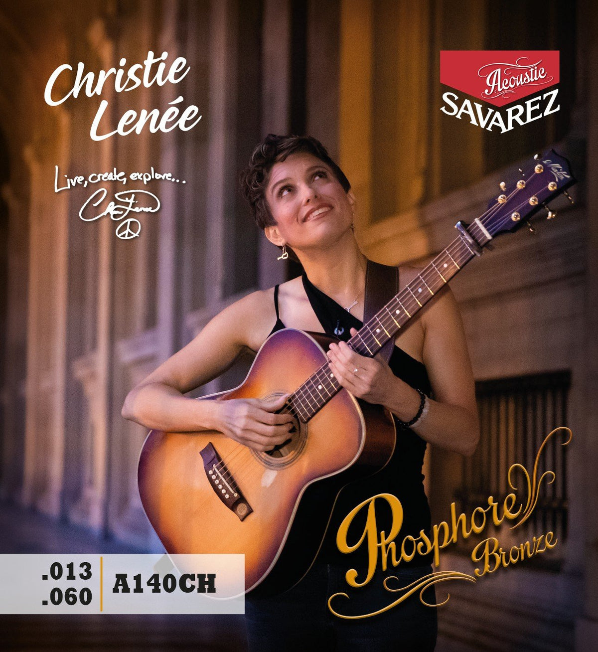 Dây Savarez A140CH Christie Lenée Signature (Phosphore Bronze) 13-60 – bao bì mặt trước in hình Christie Lenée