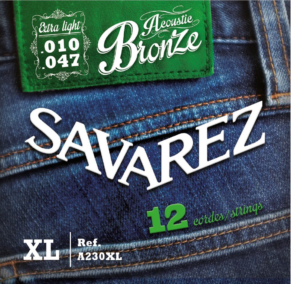 Dây Savarez A230XL Acoustic Bronze 12 dây 10-47 Extra Light – bao bì mặt trước