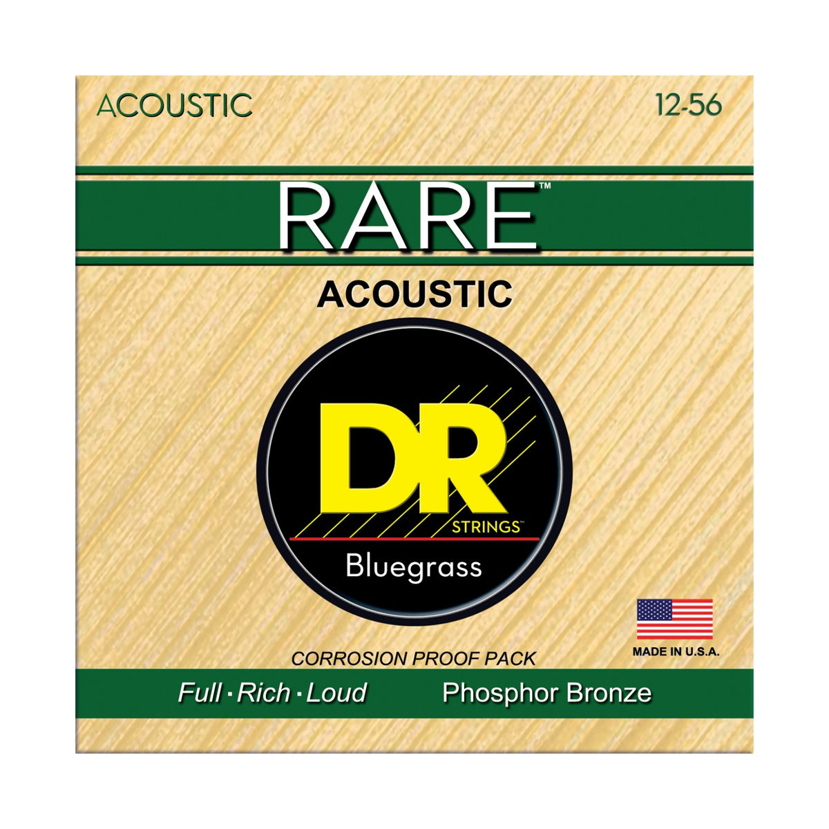 Dây DR Rare RPBG-12/56 12-56 Bluegrass – bao bì mặt trước, in MADE IN USA