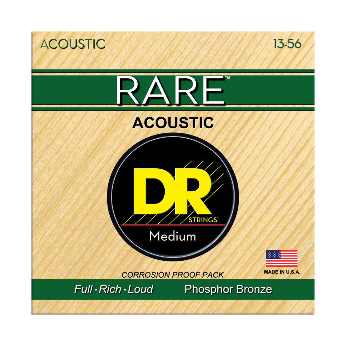Dây DR Rare RPMH-13 13-56 Medium – bao bì mặt trước, in MADE IN USA