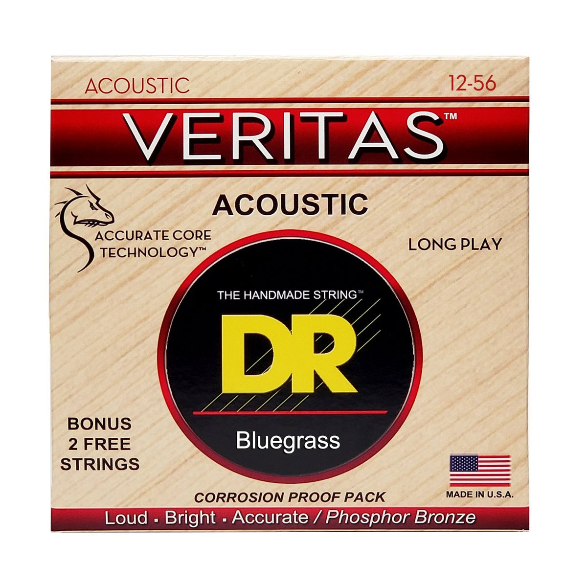 Dây DR Veritas VTA-12/56 12-56 Bluegrass – bao bì mặt trước, in MADE IN USA