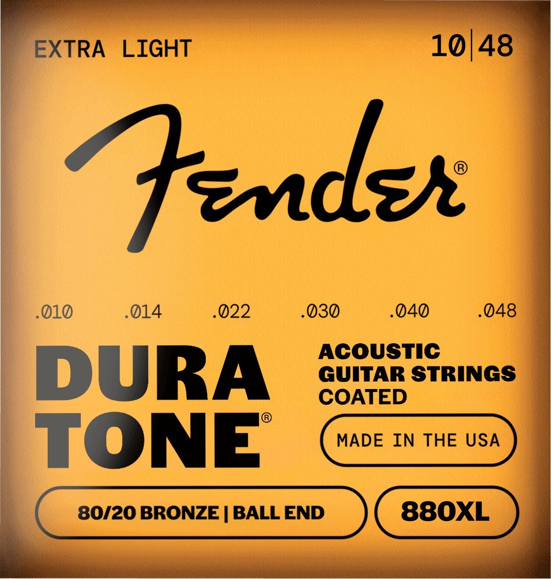 Dây Fender Dura-Tone 880XL 10-48 Extra Light – bao bì mặt trước mẫu mới, in MADE IN THE USA