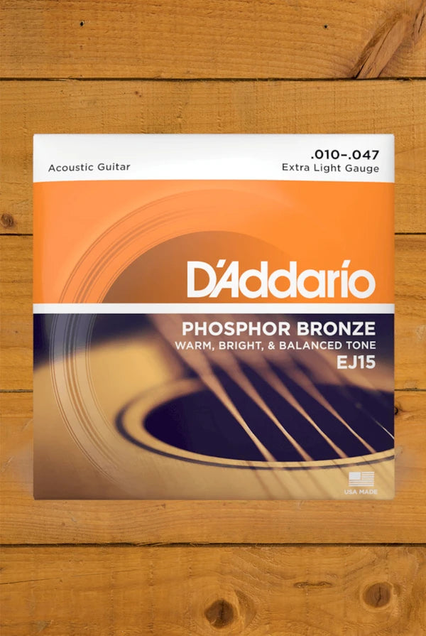Dây Đàn Guitar Acoustic D'Addario EJ15 (Phosphor Bronze, 10-47 Extra Light)