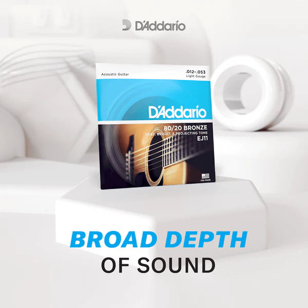 Dây Đàn Guitar Acoustic D'Addario EJ11 (80/20 Bronze, 12-53 Light)