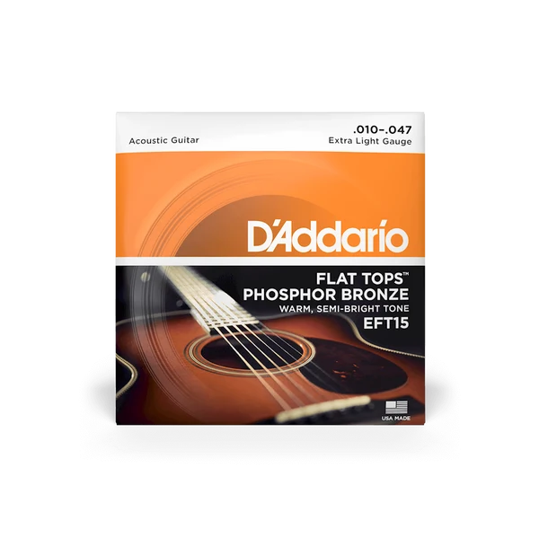 Dây Đàn Guitar Acoustic D'Addario EFT15 (Flat Tops Phosphor Bronze, 10-47 Extra Light)