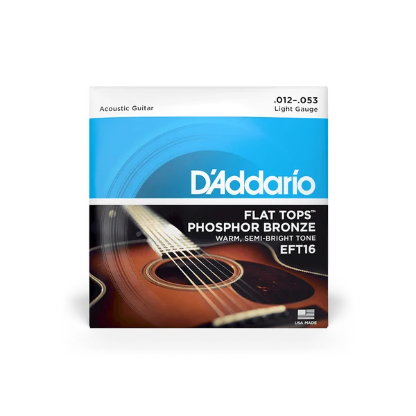 Dây Đàn Guitar Acoustic D'Addario EFT16 (Flat Tops Phosphor Bronze, 12-53 Light)