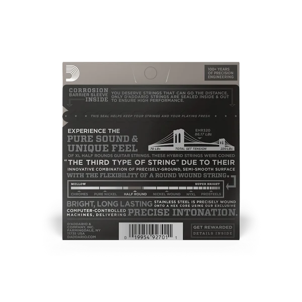 Dây Đàn Guitar Điện D'Addario EHR320 09-42 XL Half Rounds
