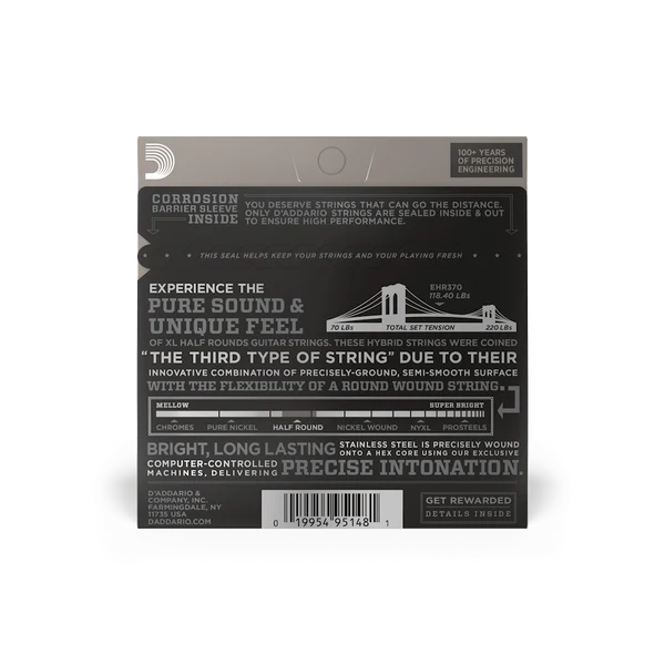 Dây Đàn Guitar Điện D'Addario EHR370 11-49 XL Half Rounds