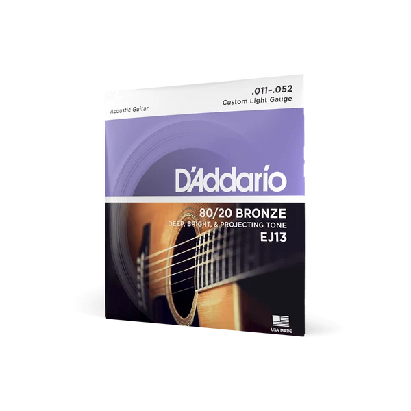Dây Đàn Guitar Acoustic D'Addario EJ13 (80/20 Bronze, 11-52 Custom Light)