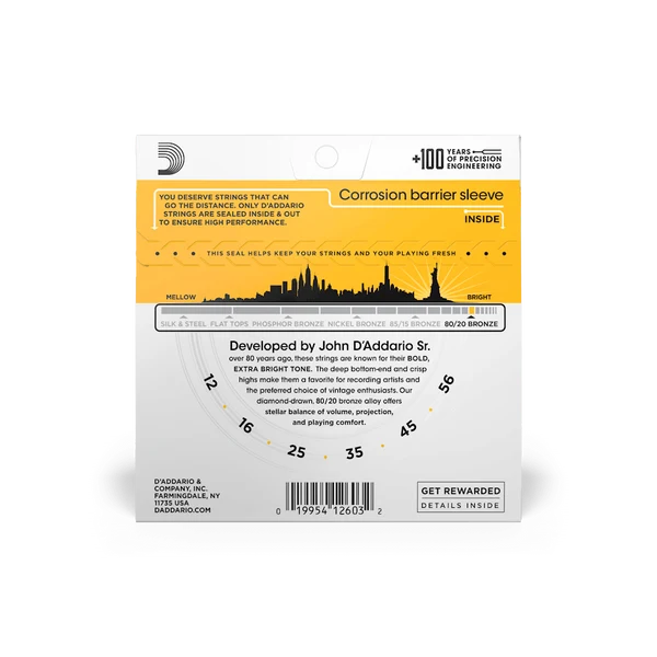 Dây Đàn Guitar Acoustic D'Addario EJ14 (80/20 Bronze, 12-56 Bluegrass)