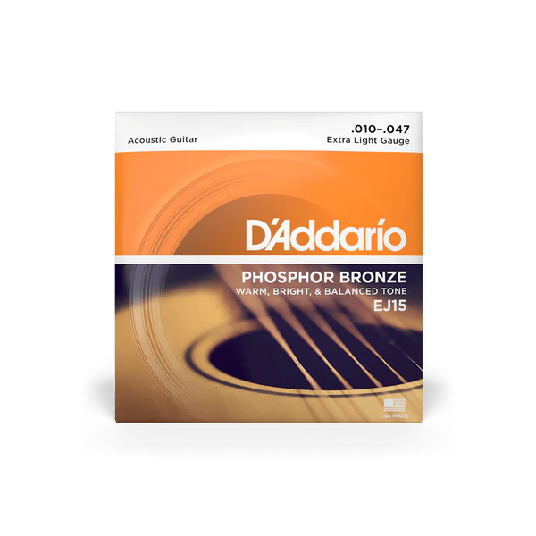 Dây Đàn Guitar Acoustic D'Addario EJ15 (Phosphor Bronze, 10-47 Extra Light)