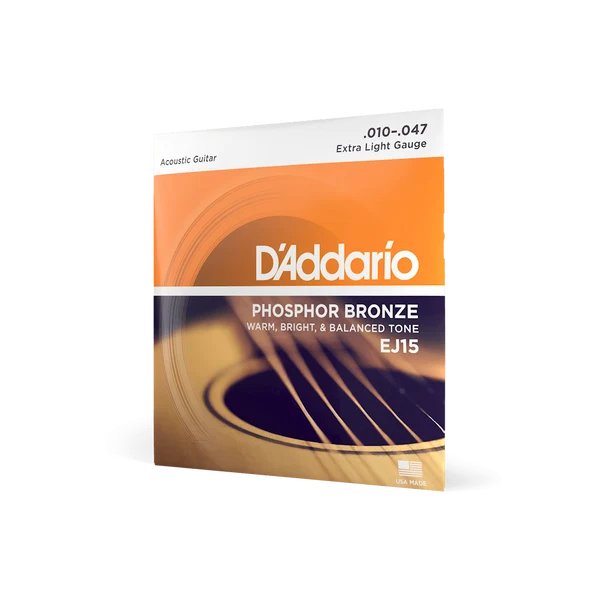 Dây Đàn Guitar Acoustic D'Addario EJ15 (Phosphor Bronze, 10-47 Extra Light)