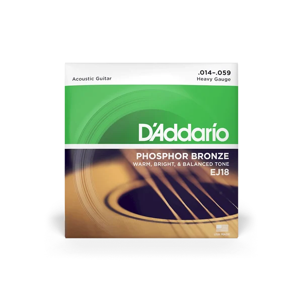 Dây Đàn Guitar Acoustic D'Addario EJ18 (Phosphor Bronze, 14-59 Heavy)