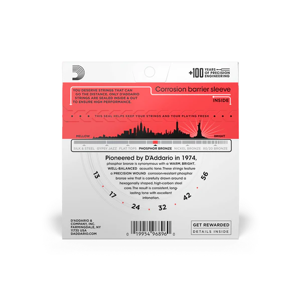 Dây Đàn Guitar Acoustic D'Addario EJ24 (Phosphor Bronze, 13-56 True Medium, DADGAD)