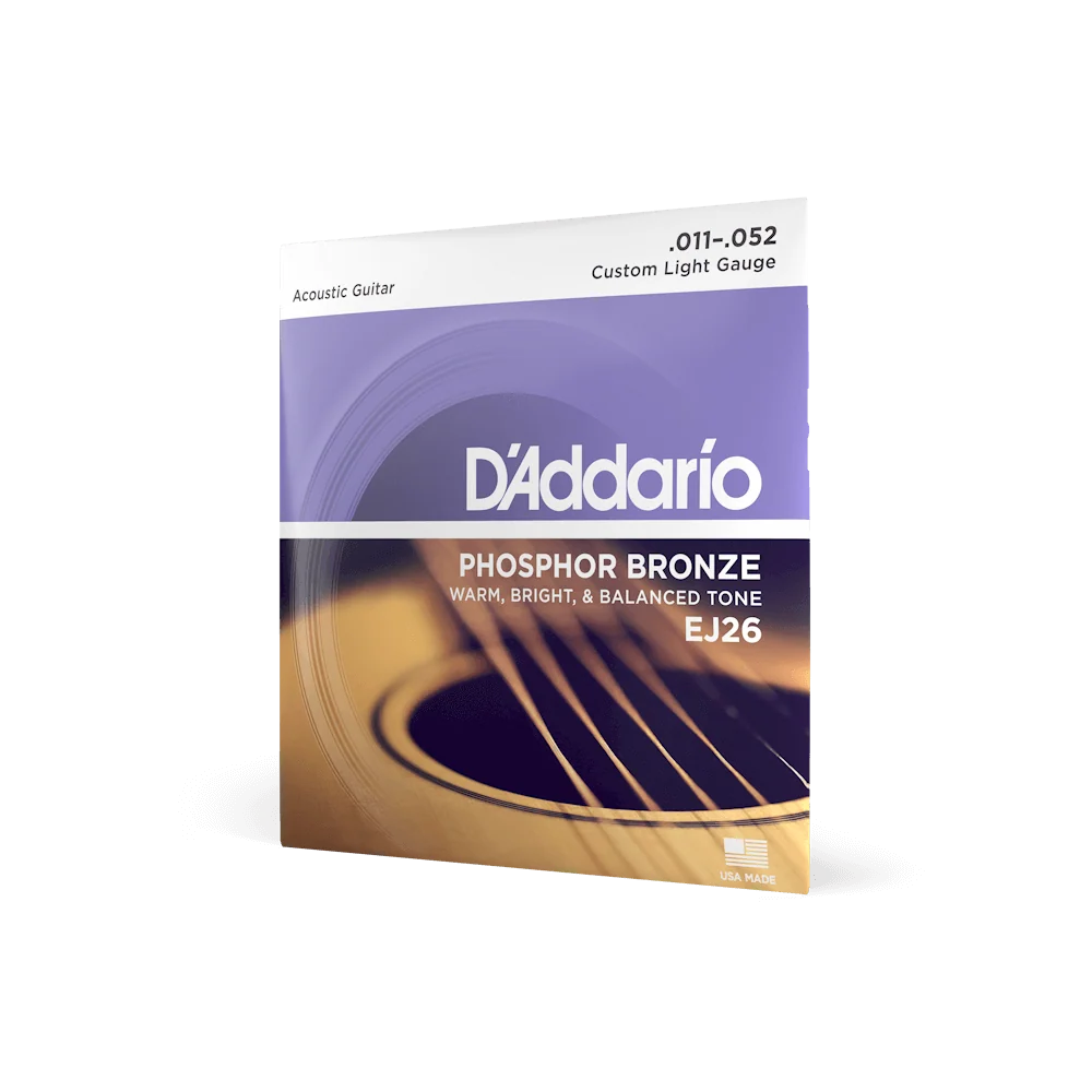 Dây Đàn Guitar Acoustic D'Addario EJ26 (Phosphor Bronze, 11-52 Custom Light)