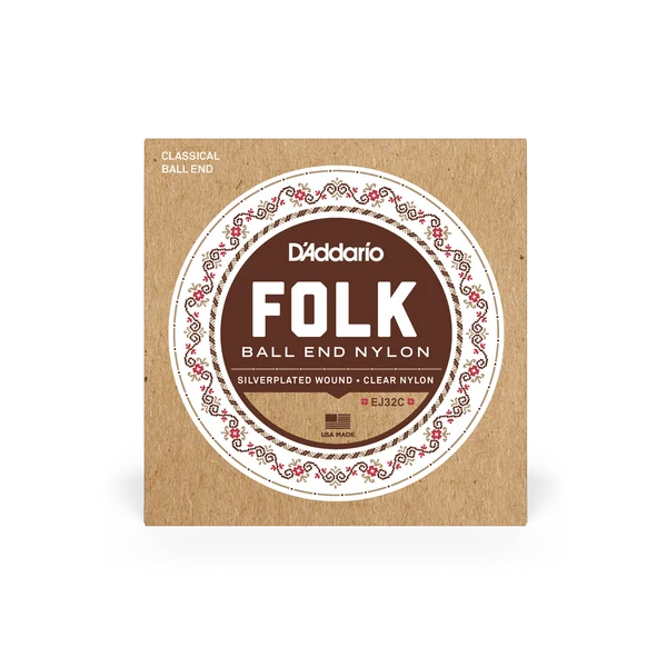 Dây Guitar D'Addario EJ32C Folk Nylon Đầu Bi (Silver/Clear)