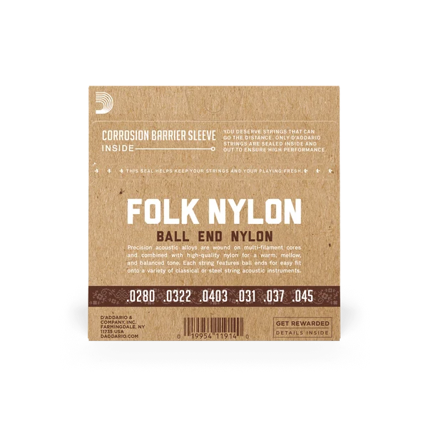 Dây Guitar D'Addario EJ32C Folk Nylon Đầu Bi (Silver/Clear)