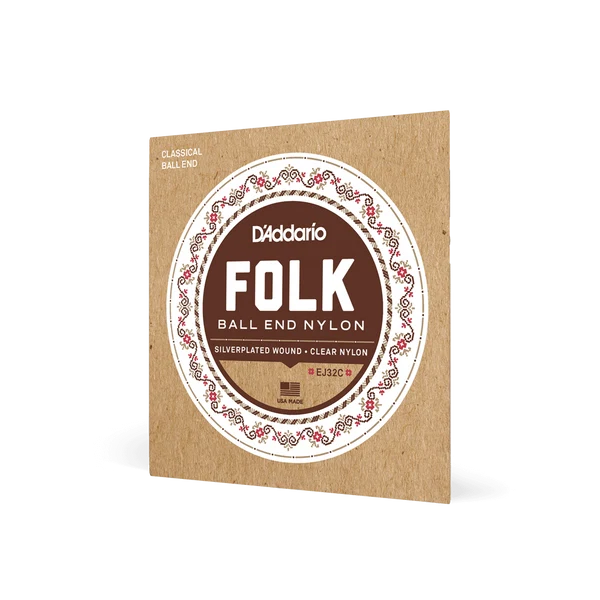 Dây Guitar D'Addario EJ32C Folk Nylon Đầu Bi (Silver/Clear)