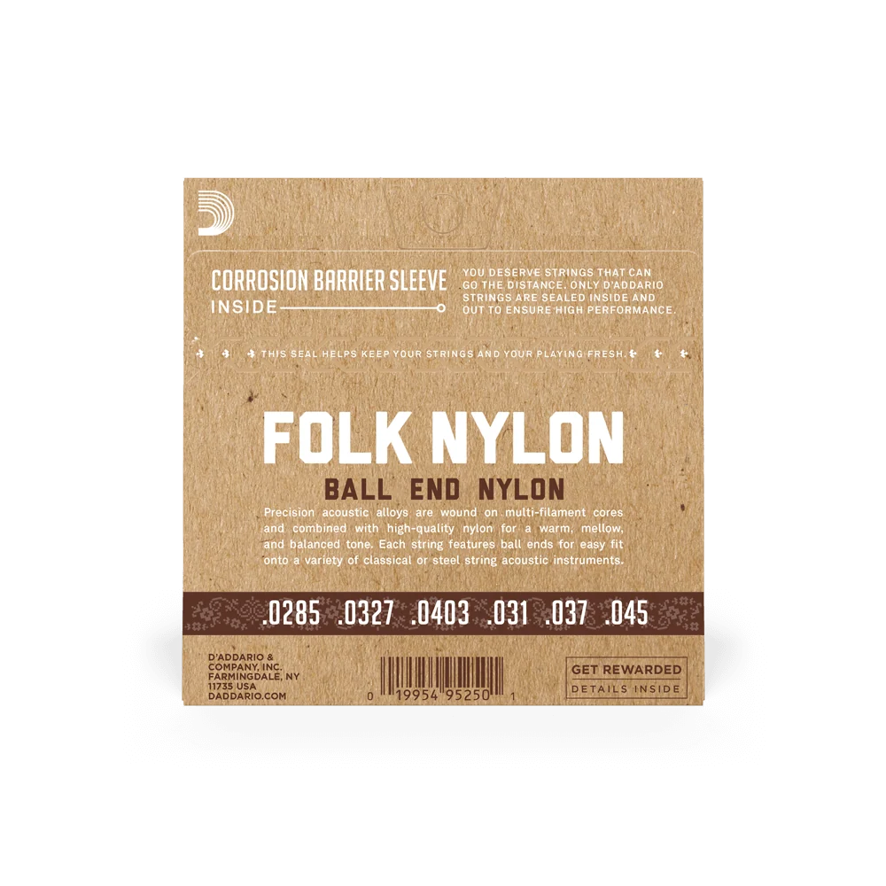 Dây Guitar D'Addario EJ32 Folk Nylon Đầu Bi (Ball-End)