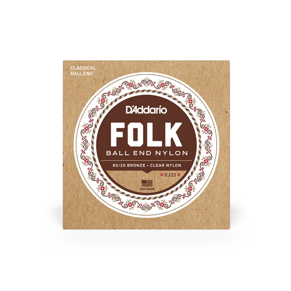 Dây Guitar D'Addario EJ33 Folk Nylon Đầu Bi 80/20 Bronze