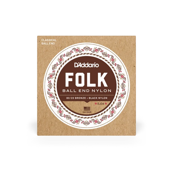 Dây Guitar D'Addario EJ34 Folk Nylon Đầu Bi 80/20 Bronze