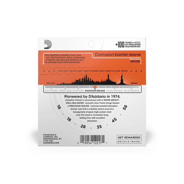 Dây Đàn Guitar Acoustic D'Addario EJ42 (Phosphor Bronze Resophonic, 16-56)