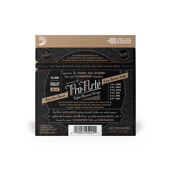 Dây Guitar Classic D'Addario EJ48 Nylon 80/20 Bronze Hard