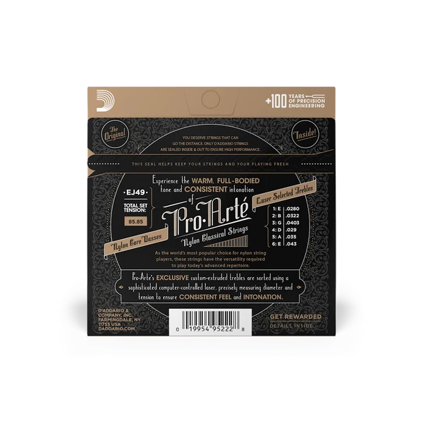 Dây Guitar Classic D'Addario EJ49 Pro-Arté Black Nylon