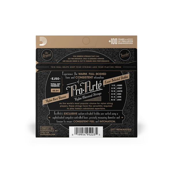 Dây Guitar Classic D'Addario EJ50 Pro-Arté Black Nylon Hard