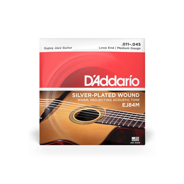 Dây Đàn Guitar Gypsy Jazz D'Addario EJ84M (Silver Wound, Loop End, Medium 11-45)