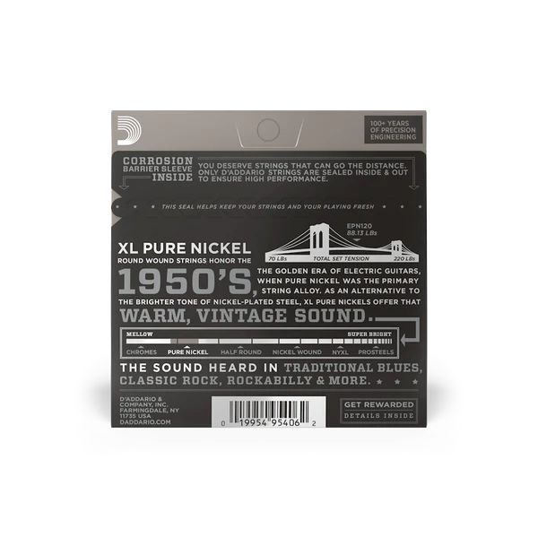 Dây Guitar Điện D'Addario EPN120 09-41 Pure Nickel Vintage