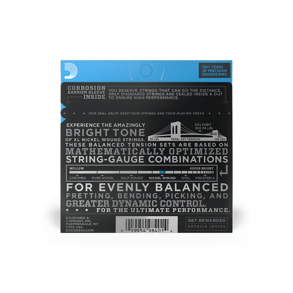 Dây Đàn Guitar Điện D'Addario EXL110BT 10-46 Balanced Tension