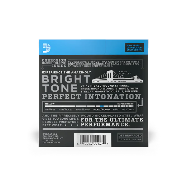 Dây Đàn Guitar Điện Baritone D'Addario EXL157 14-68