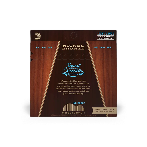 Dây Đàn Guitar Acoustic D'Addario NB1252BT (Nickel Bronze Balanced Tension, 12-52)