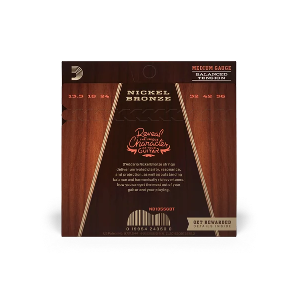 Dây Đàn Guitar Acoustic D'Addario NB13556BT (Nickel Bronze Balanced Tension, 13.5-56)