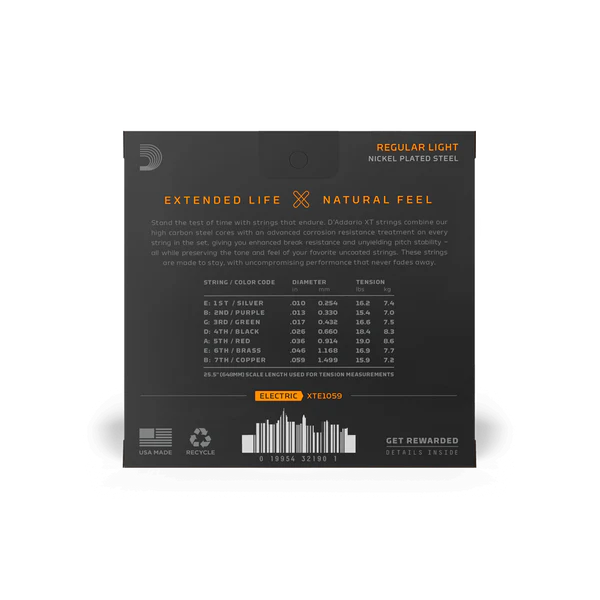 Dây Đàn Guitar Điện 7 Dây D'Addario XTE1059 10-59 XT Coated Nickel
