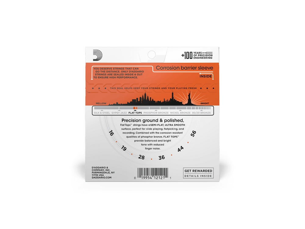 Dây Đàn Guitar Acoustic D'Addario EFT13 (Flat Tops Resophonic, 16-56)