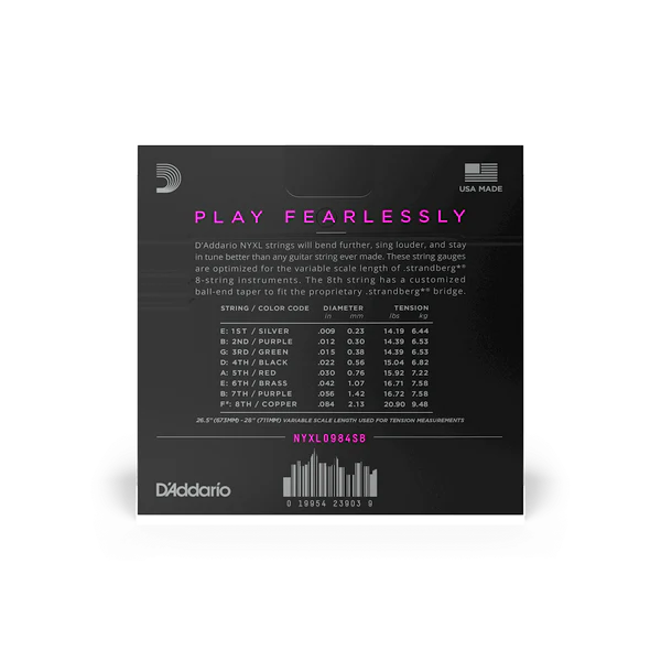 Dây Đàn Guitar Điện 8 Dây D'Addario NYXL0984SB 09-84 Strandberg