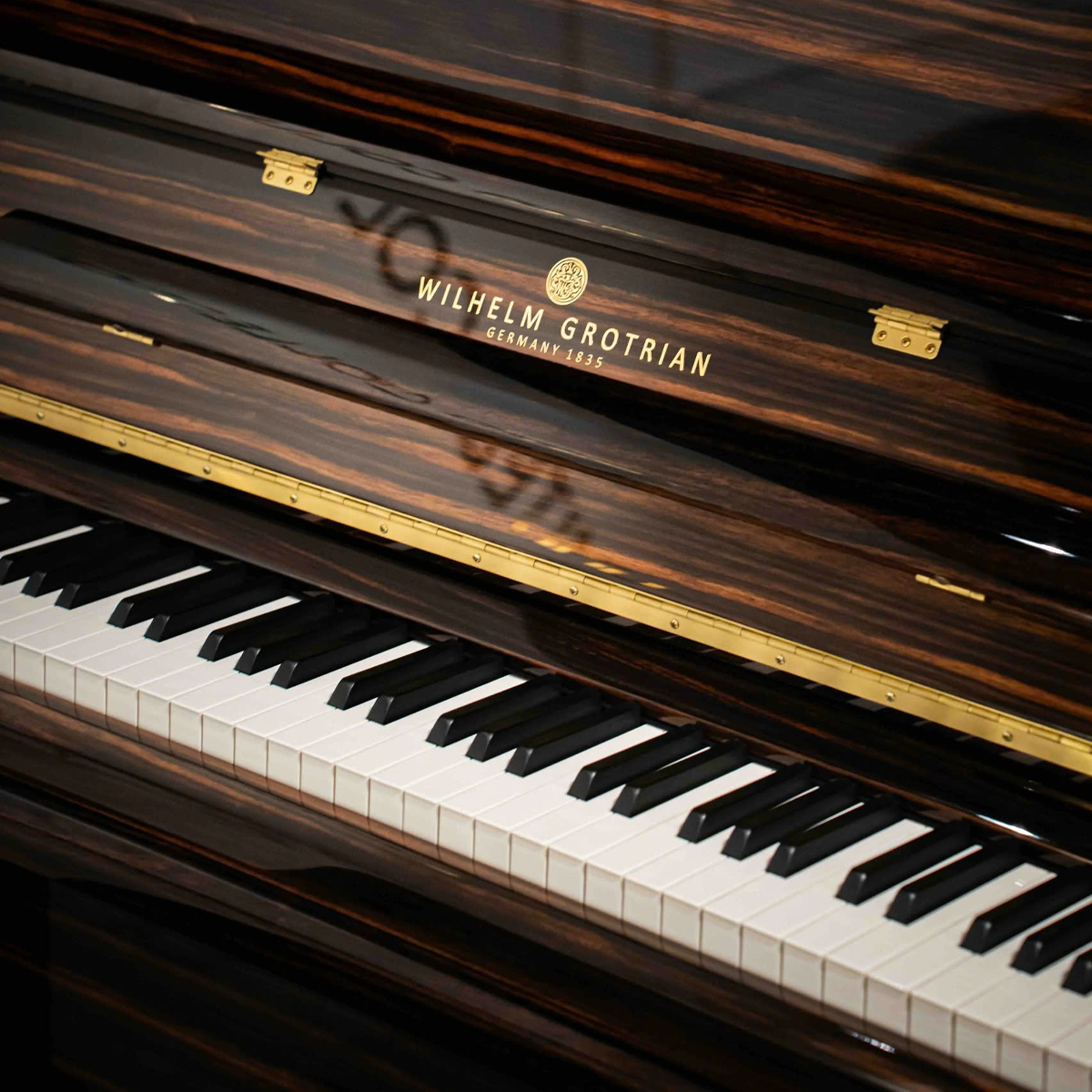 Đàn Piano Cơ Upright Grotrian WG23 Makassar Ebony Limited Edition