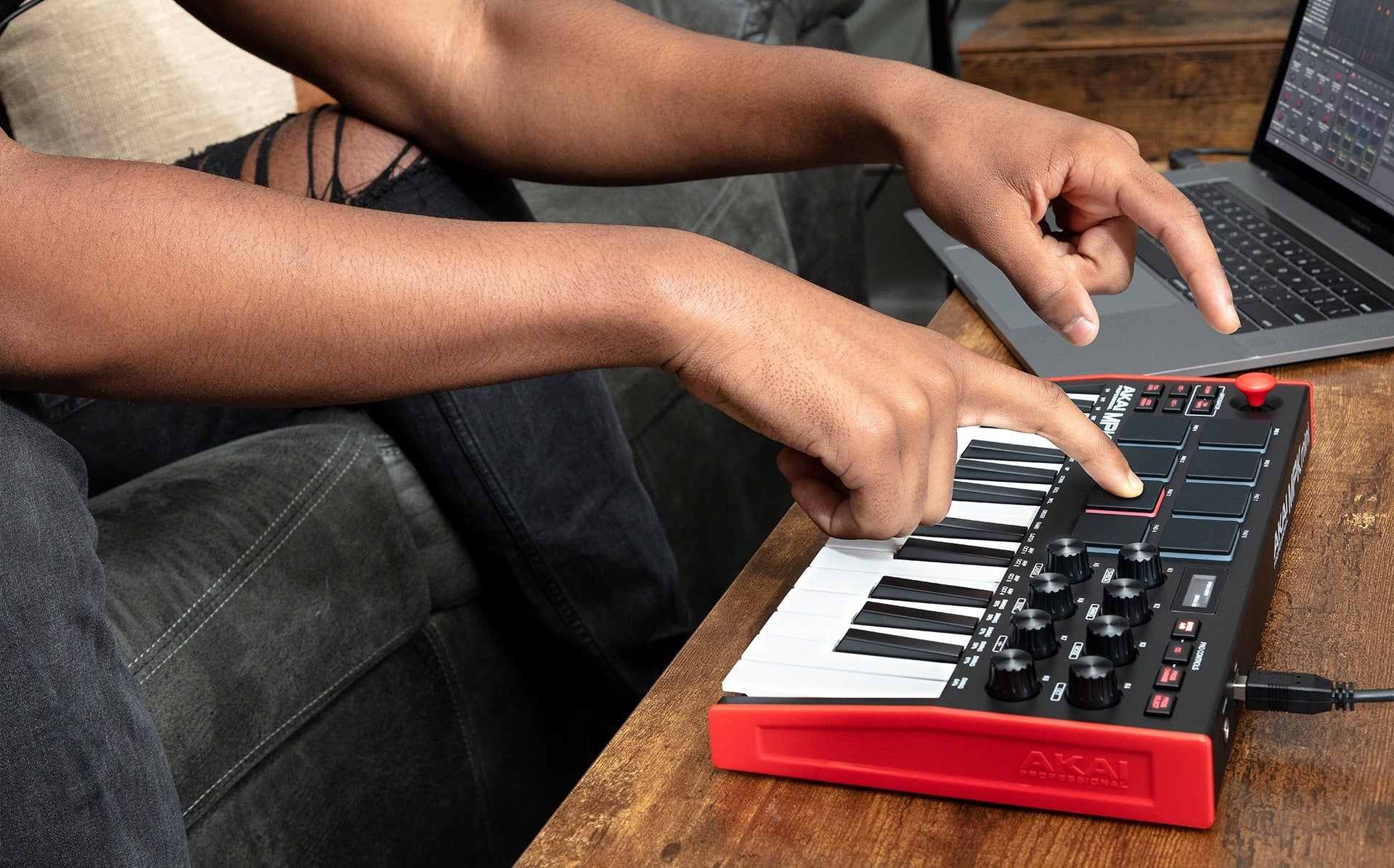 Akai MPK Mini Mk3 Compact Keyboard Controller, Red