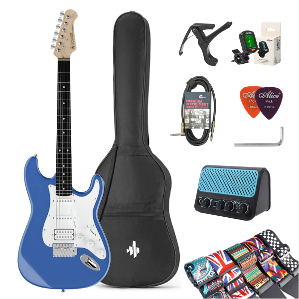Đàn Guitar Điện Donner DST100 HSS Electric Guitar Combo, Purpleheart Fingerboard, Lake Blue