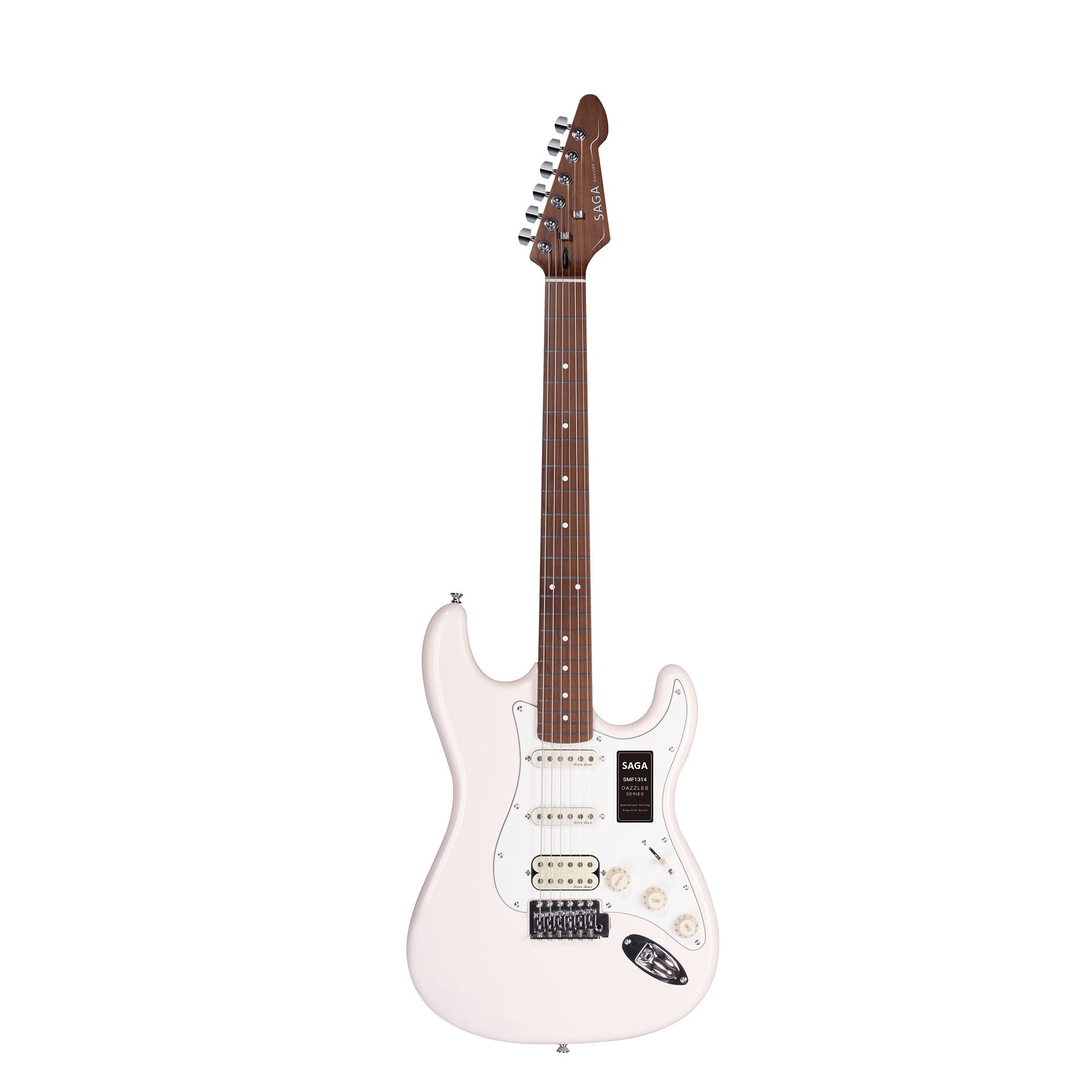 Đàn Guitar Điện Saga Dazzles Series SMF1314 HSS Electric Guitar, Roasted Maple Fingerboard, White